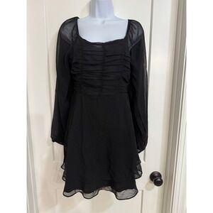 AS Black Long Sleeve Mini Dress Square Neck New With Tags‎
